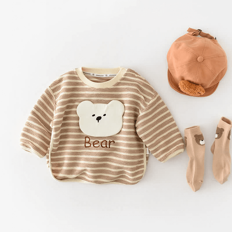 Bear Baby Striped Casual Sweatshirt