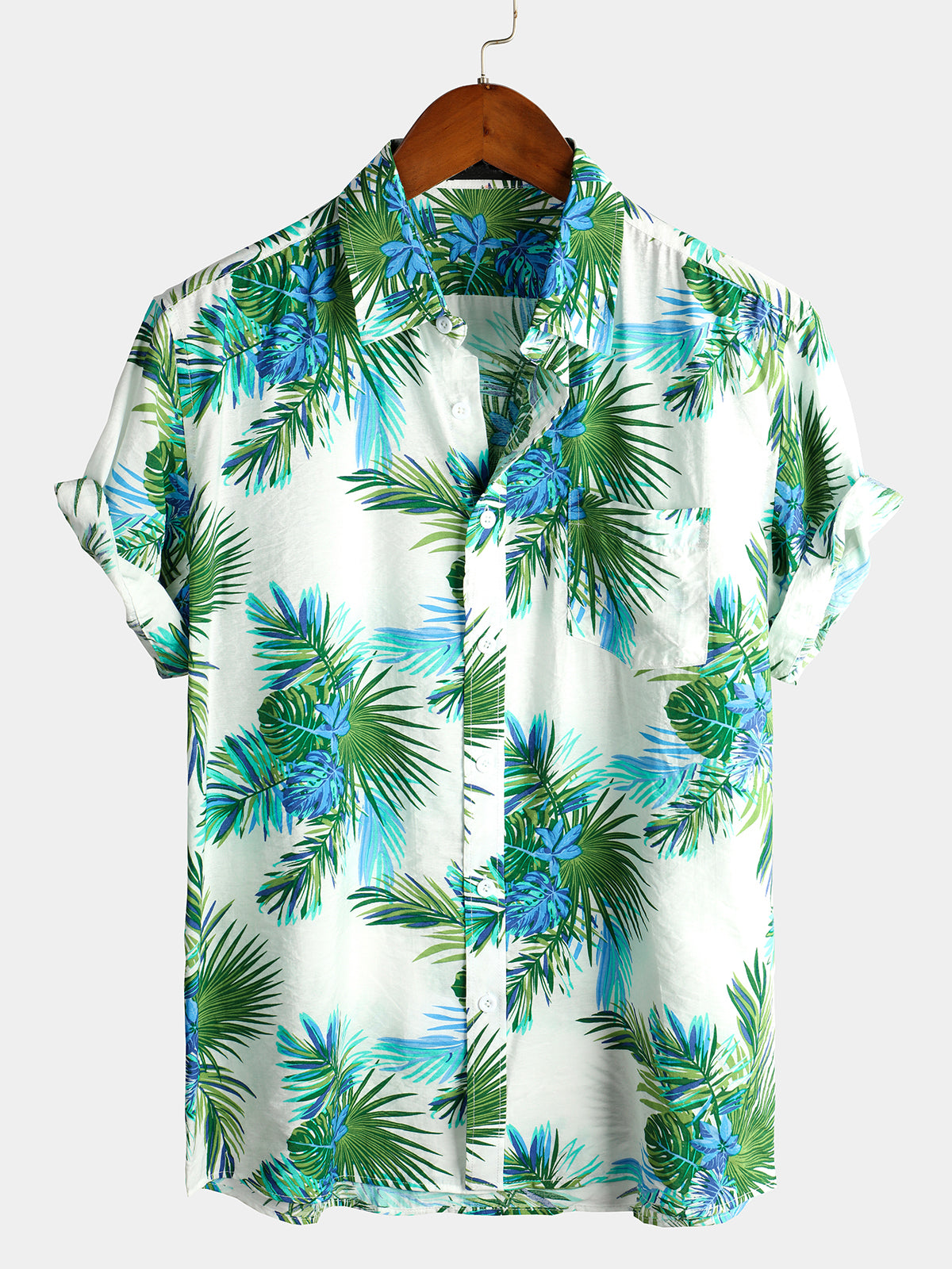 Men's Floral Print Tropical Holiday Cotton Shirt