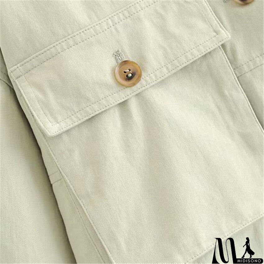 MidiSono - Women Fashion Coats Button pocket design loose Irregular punk outerwear