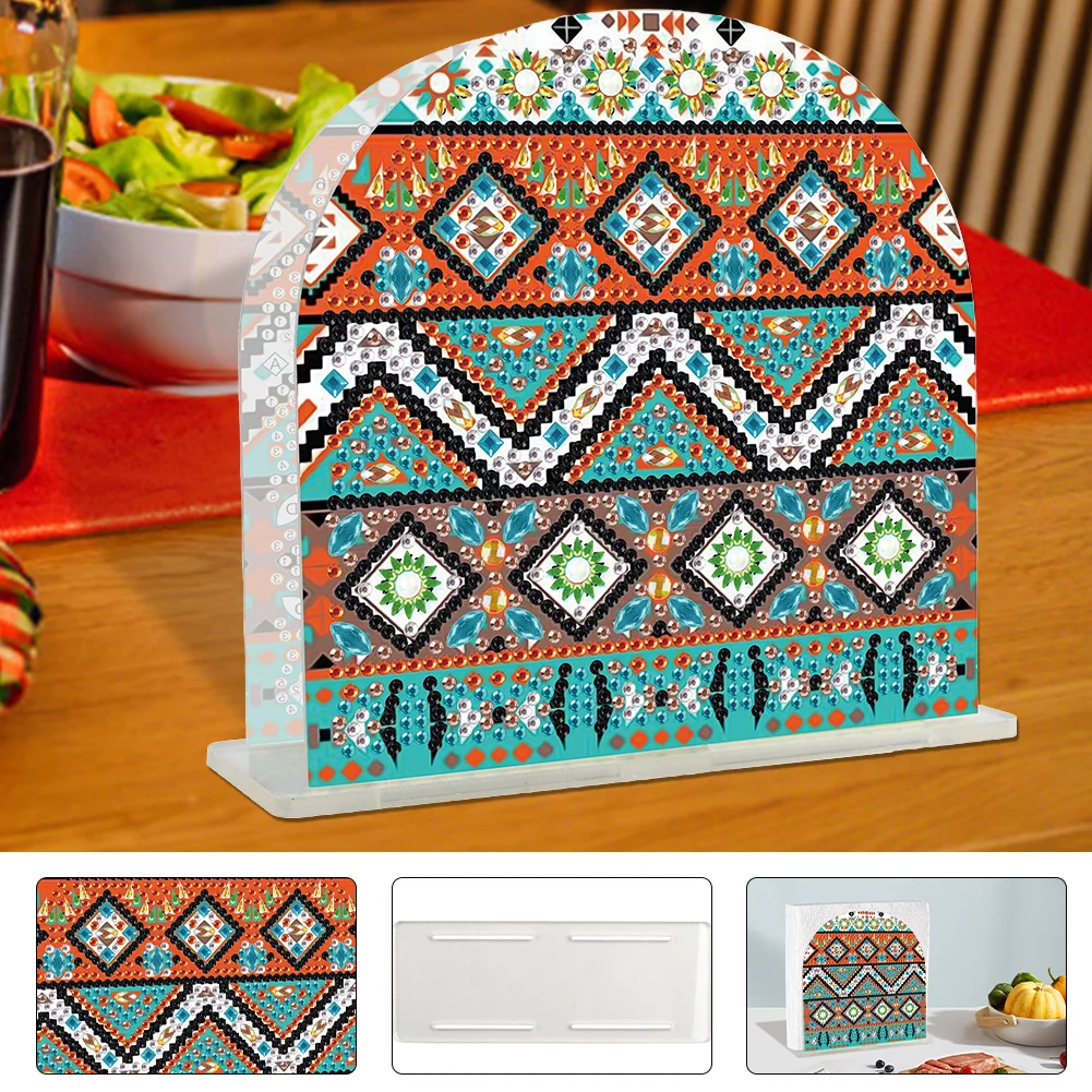 DIY Acrylic Mandala Diamond Painting Napkin Rack Decor for Home Office Decor