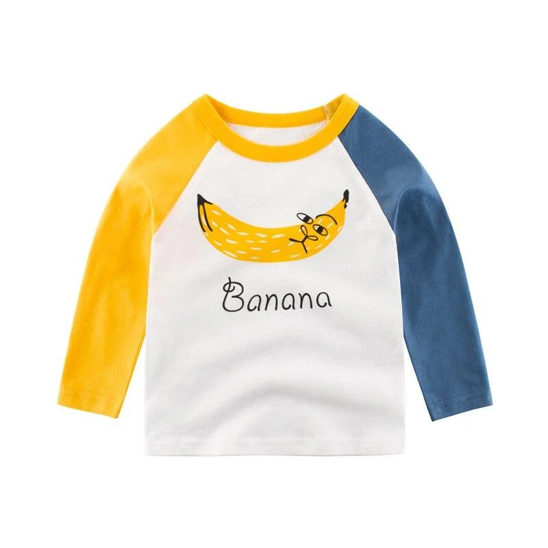 2021 Kids Solid Cotton Long Sleeve T-shirts Tops Boys Girls Cute Animal Print Tees 2 3 4 5 6 7 8 Years Children Sweatshirts