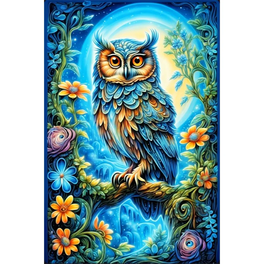 Diamond Painting - Full Round Drill - Flower Owl(Canvas|40*60cm)