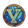 (Upgrade Size)DIY Double Sided Diamond Painting Alphabet Family Last Name Initial Sign Ornament with Chain Window Hanging Kit