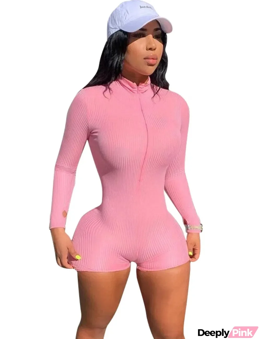 Autumn High Neck Long Sleeve Zipper Bodycon Rompers