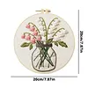 Lily of the Valley Long Stitch DIY Stamped Embroidery Kit for Beginners Adults Craft Lovers Gift Cross Stitch Kit with Embroidery Hoop 29x29cm