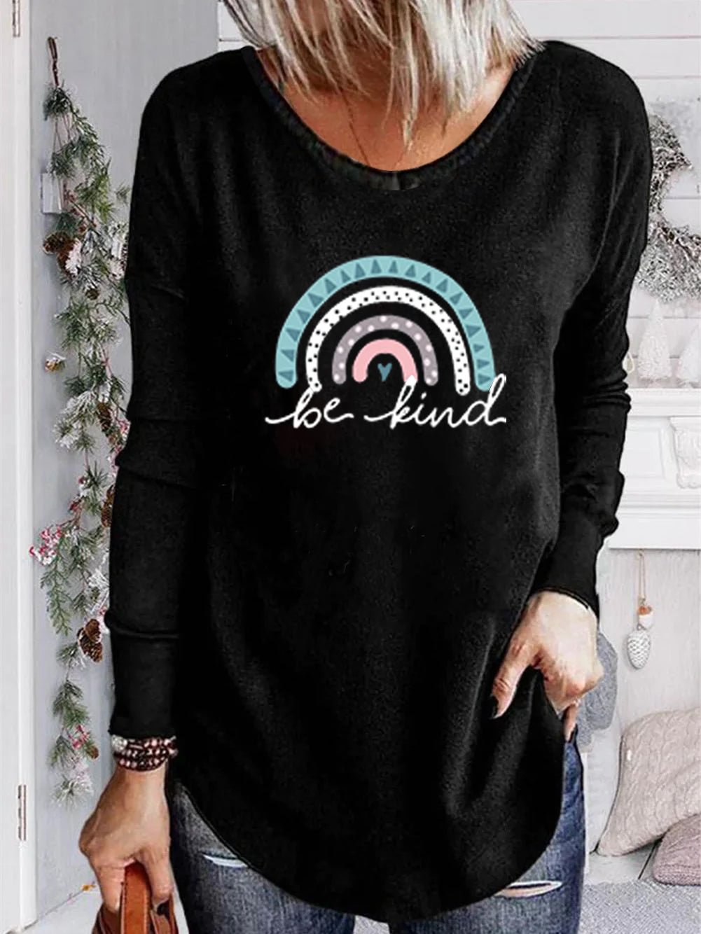Unisex 100% Cotton Long Sleeve Crew Neck Be Kind Shirt