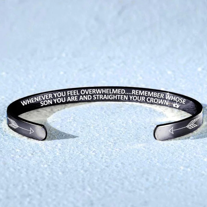 For Son I'll Always Be There For You Wave Cuff Black Bracelet