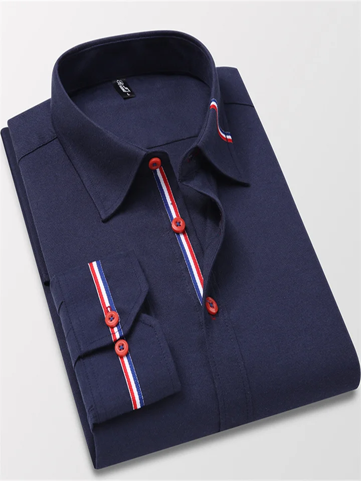 Autumn New Men's Shirts Korean Version of The Oxford Spinning Solid Color Long-sleeved Career Shirt Men's Shirts-JRSEE