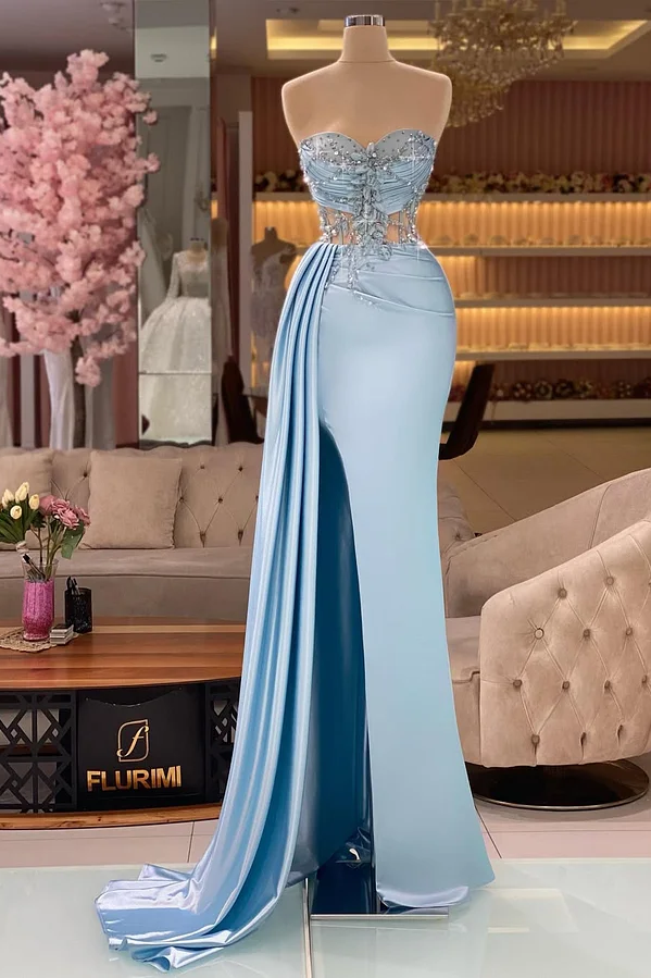 Daisda Sleeveless Strapless Sweetheart Beads Mermaid Prom Dress