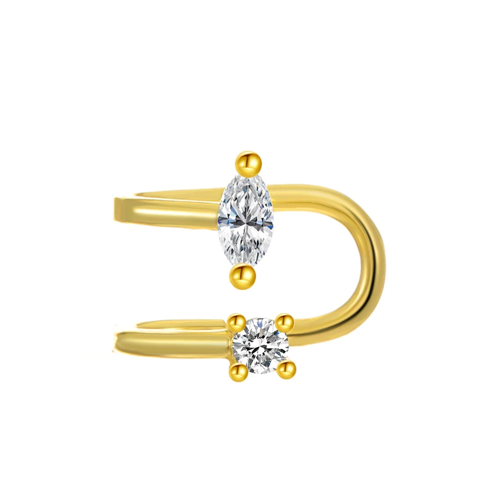 Ear Bone Clip Zirconia Gold-Plated Earrings