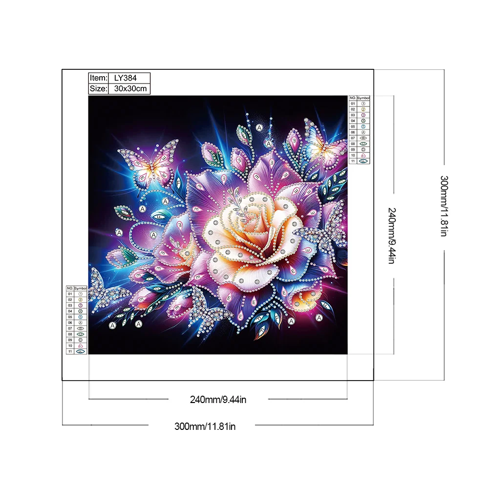 Diamond Painting - Partial Special Shaped Drill - Rose Butterfly(Canvas|30*30cm)