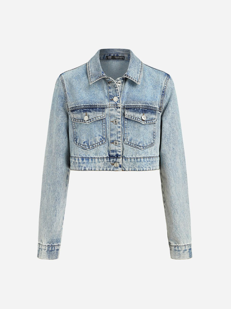 Turndown Collar Long Sleeve Cowboy Coat