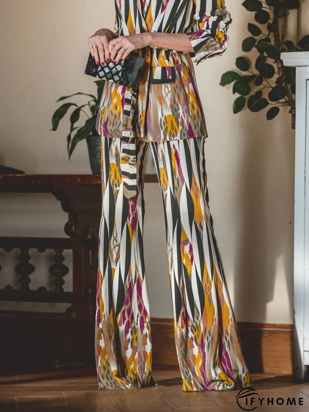 Abstract Elegant Fashion Regular Fit Pants | IFYHOME