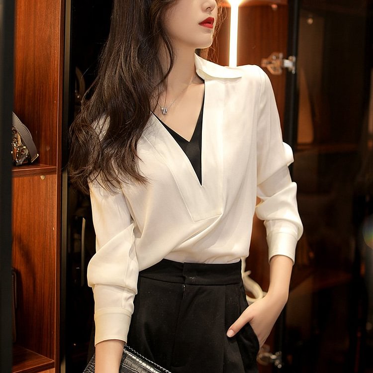 White Paneled Casual Shirts & Tops