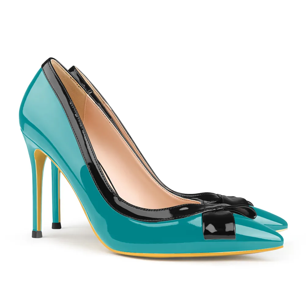 100mm Bow Fashion High Heels Sexy Prom Mixed Color  Stiletto Heels-vocosishoes