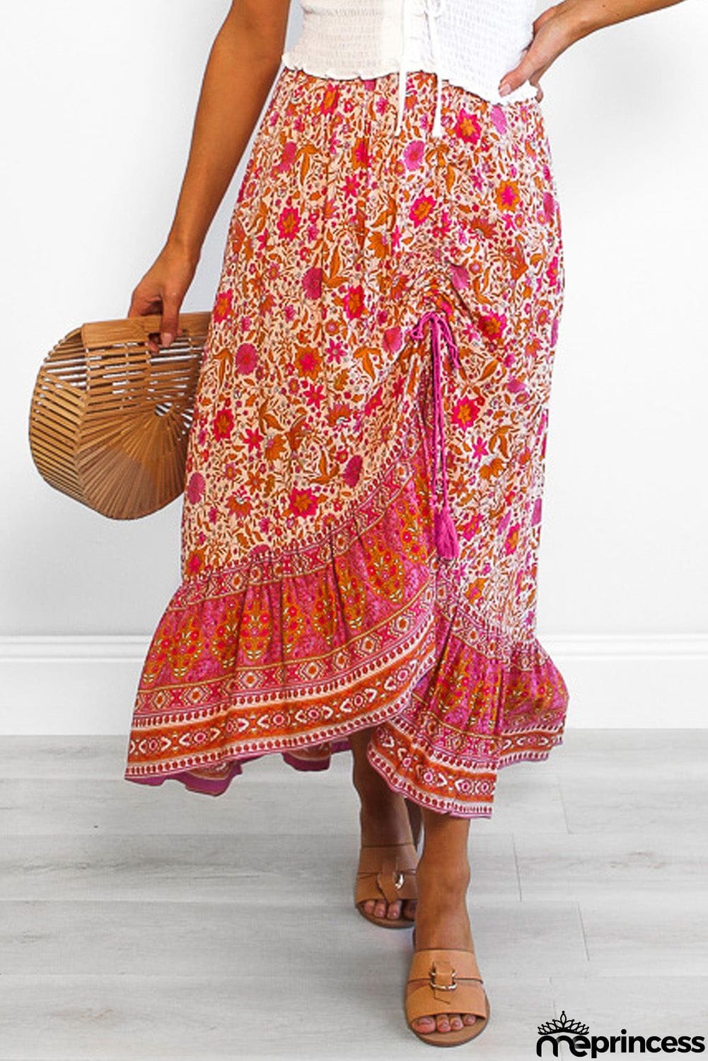 Floral Motif Talking Pretty Maxi Skirt