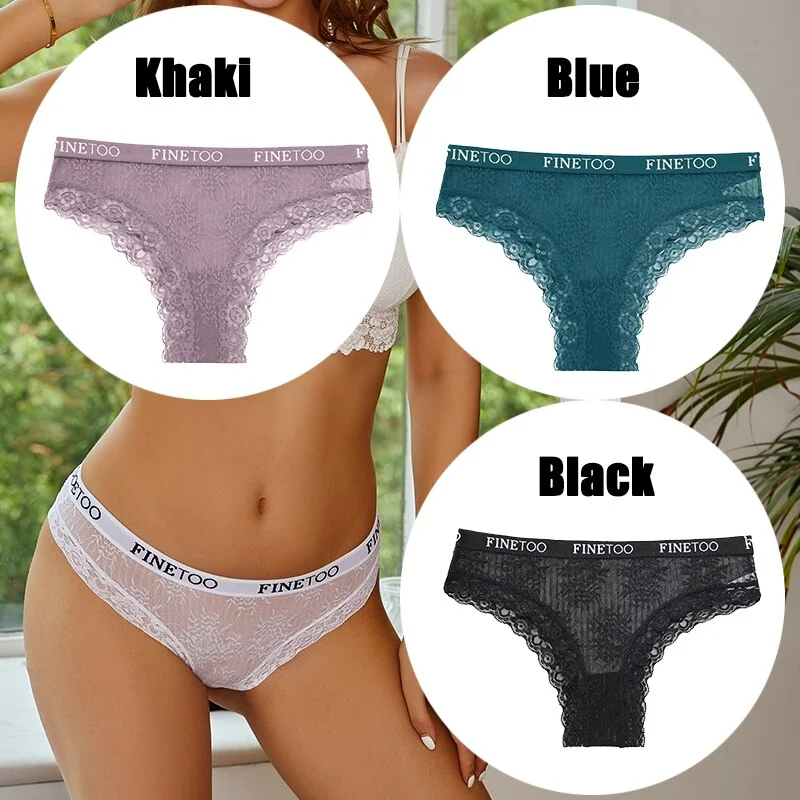 Billionm FINETOO Women Sexy Lace Panties Floral Perspective Underwear Intimates Brazilian Pant Female Breathable Thong Soft Lingerie