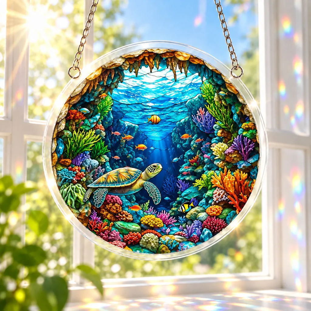 Tropical Turtle Stained Glass Suncatcher Puzzle