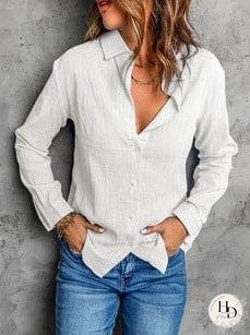 Women's Striped V-Neck Denim Shirt