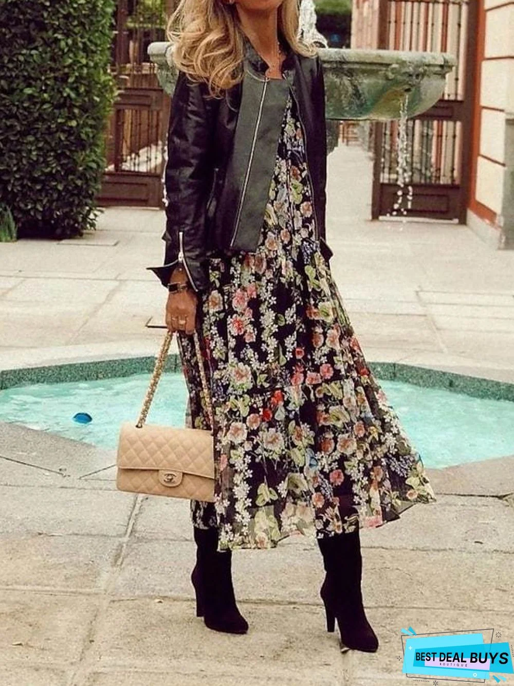 Women's Loose Midi Dress Half Sleeve Floral / Botanical Spring Summer V Neck Vacation Boho Holiday Loose