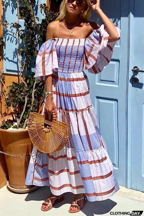 Fashion Off-Sleeve Short Sleeve Resort Dress