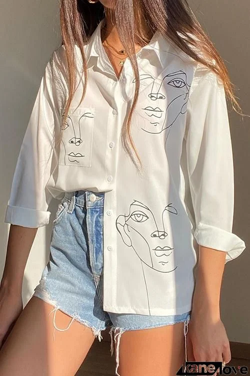 Face Print Loose Shirt