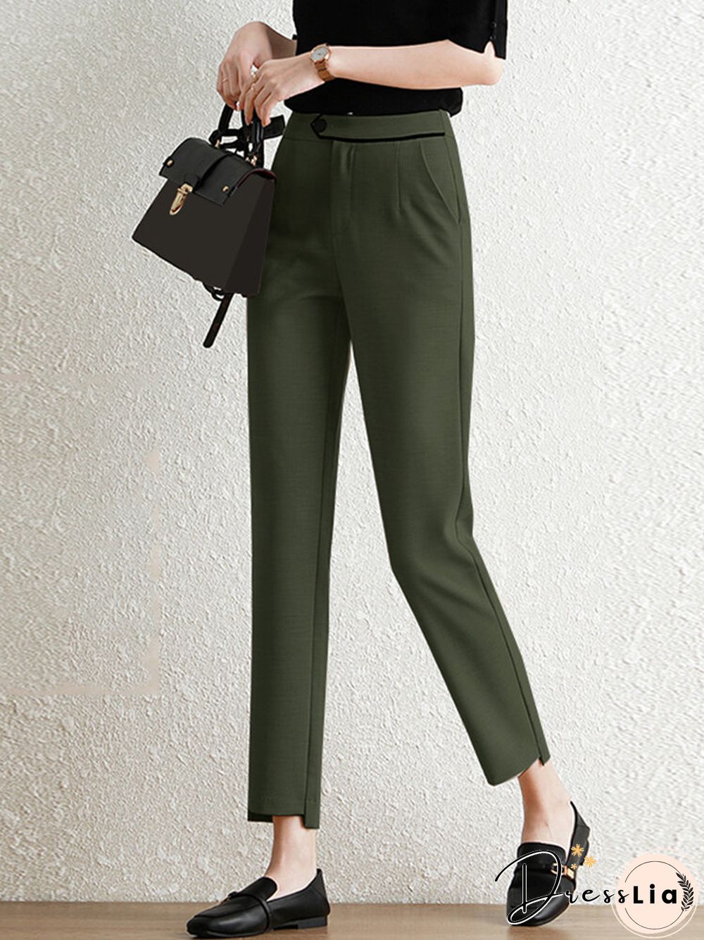 Contrast Pocket Step Hem Tailored Pants For Women