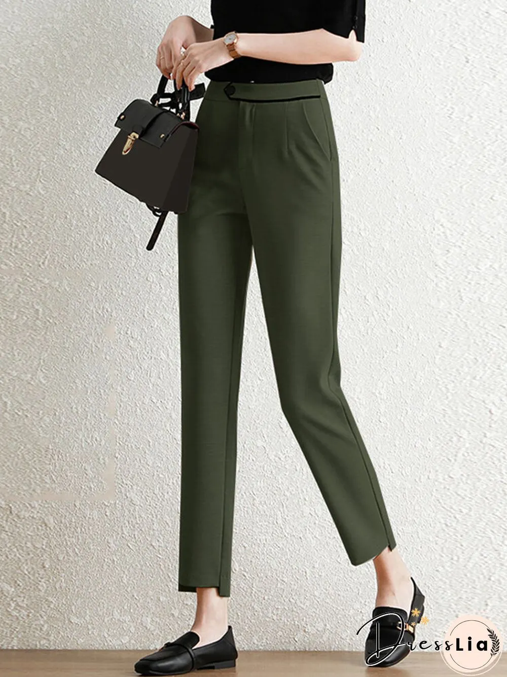 Contrast Pocket Step Hem Tailored Pants For Women