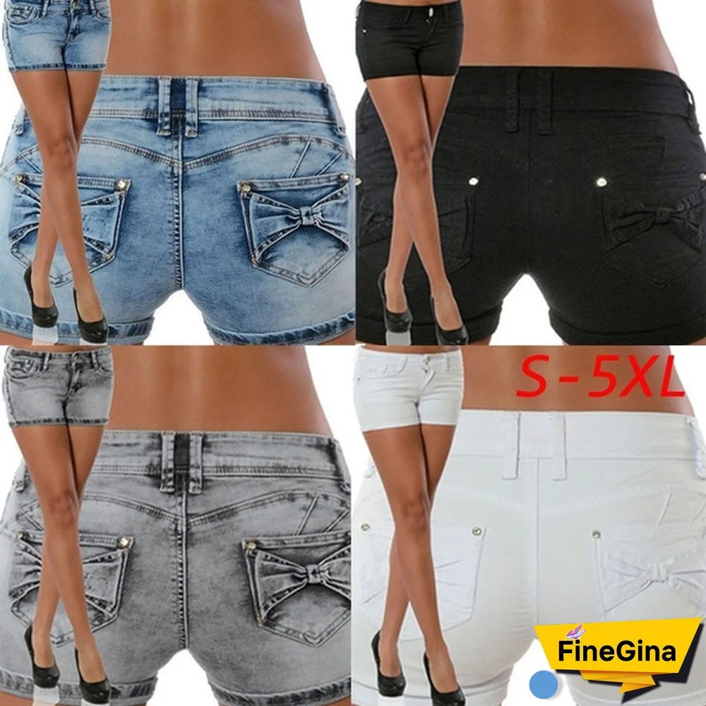 Fashion Women Denim Shorts Skinny Jeans Shorts Summer Slim Pants Plus Size S-5XL
