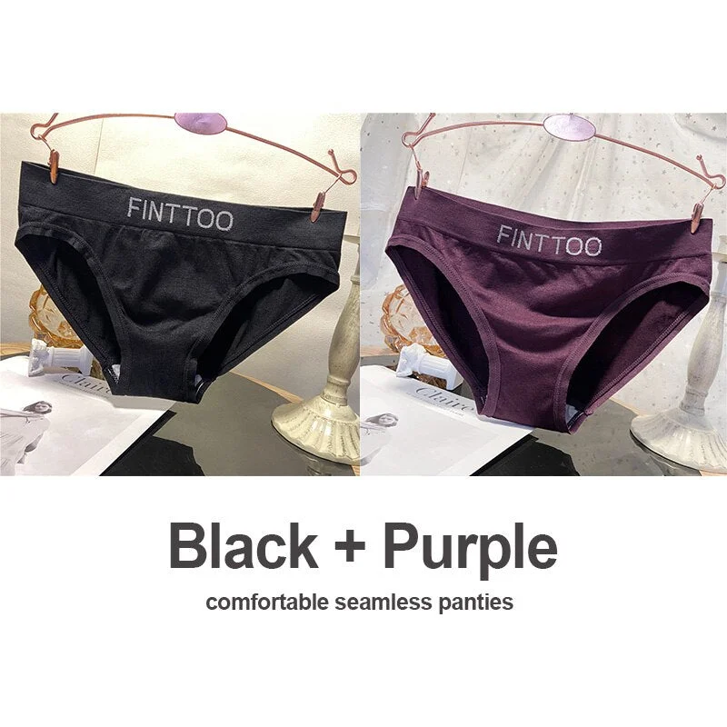 2PCS/Set Seamless Underwear Women's Panties Sexy Lingerie Female Underpants Middle Waist Briefs Letters Intimates Girls Pantys