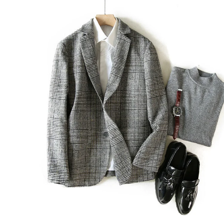 Mens Linen Suits Two-Button Suit Jacket