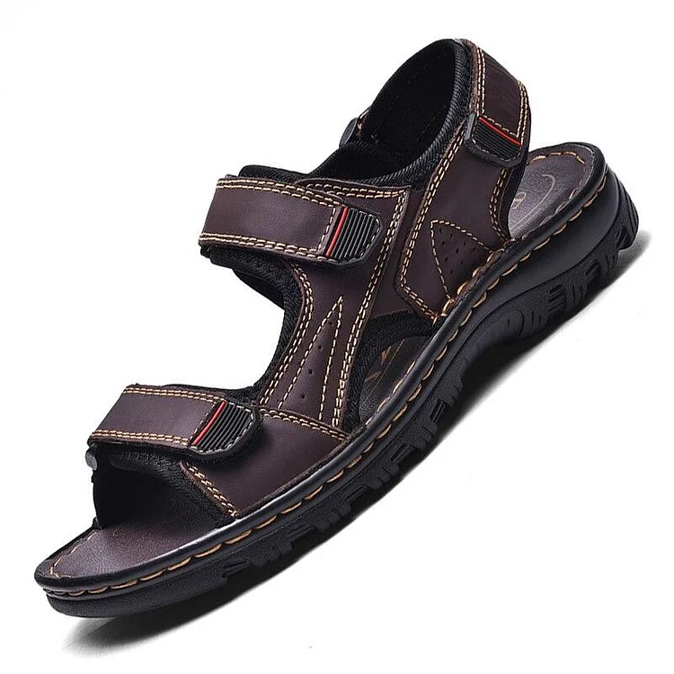Men's Sandals Outdoor Genuine Leather Breathable Men's Sandals Leather Handmade Men's Beach Sandals Radinnoo.com