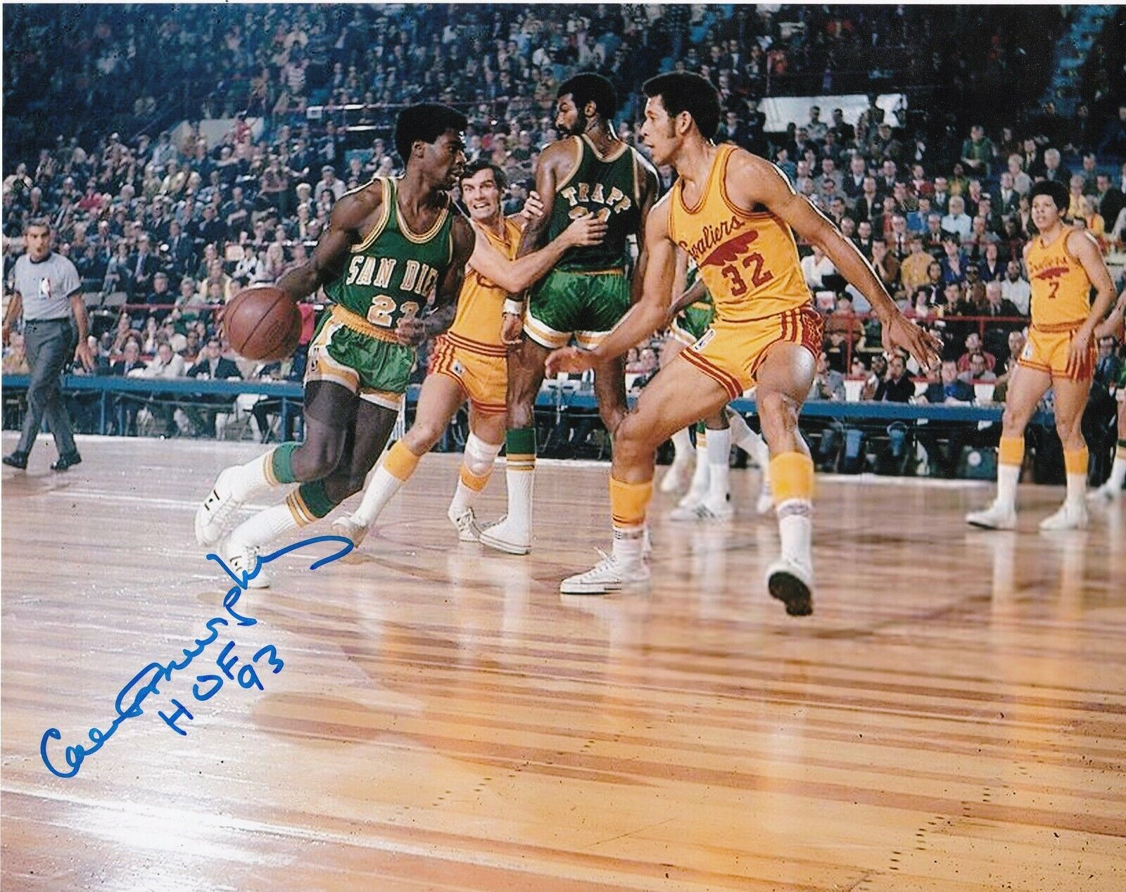 CALVIN MURPHY SAN DIEGO ROCKETS HOF 93 ACTION SIGNED 8x10