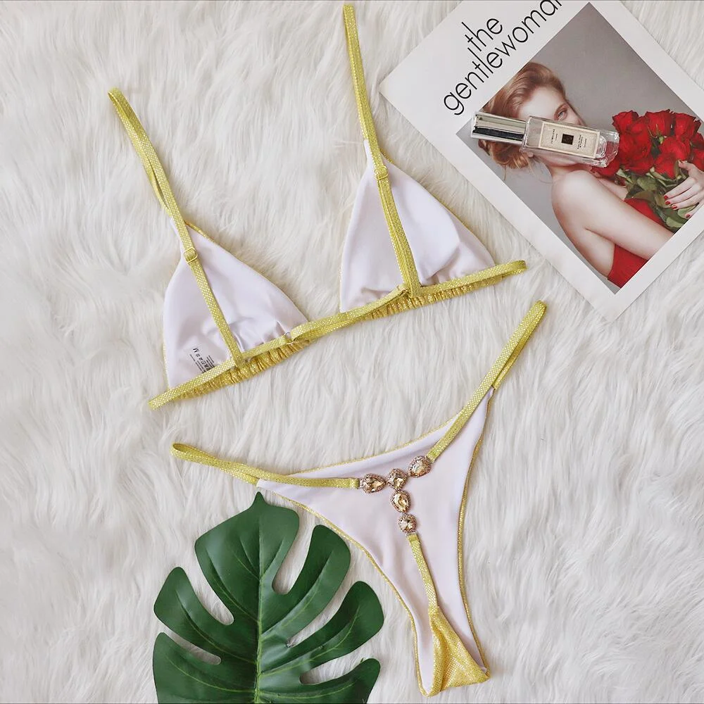 Uveng Uveng 2023 New Ins Web Celebrity Swimsuit Sexy Laser Shiny Crystal Diamond Swimsuit Factory