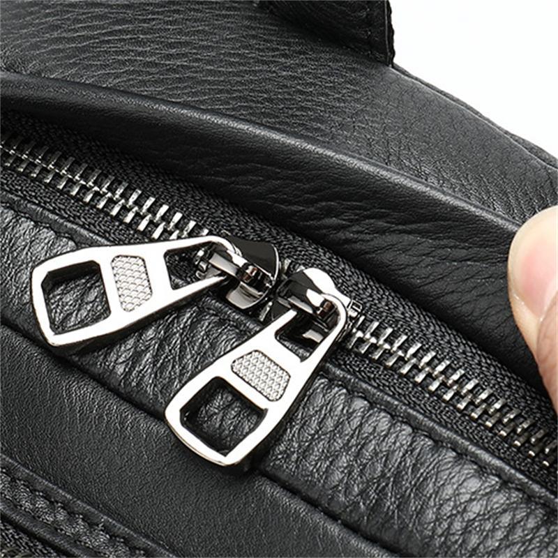 Men's Leather Backpack Large Capacity Computer Bag Retro Style School Bag