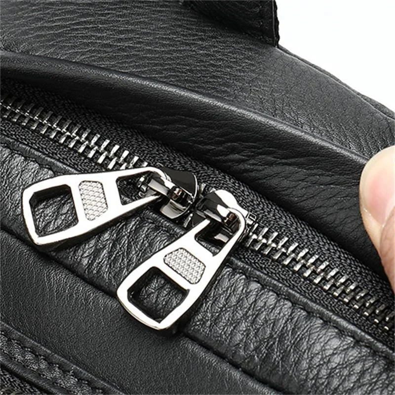 Men's Leather Backpack Large Capacity Computer Bag Retro Style School Bag