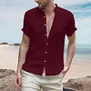 Gioiacombo™ Camicia a maniche corte in lino con colletto alla coreana estivo da uomo