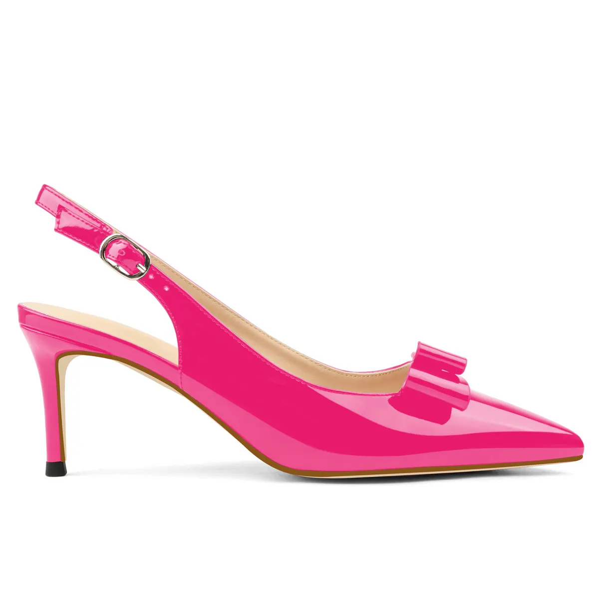 65mm Women's Kitten Stillettos Pointed Toe With Bows Slingback  Prom Sandals Shoes-vocosishoes