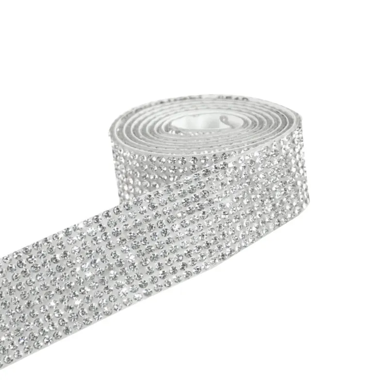 1 Yard Self-Adhesive Rhinestone Tape Flat Crystal Glass Stone Ribbon Clothes Garment Shoes Bag DIY Crafts Sewing Accessories