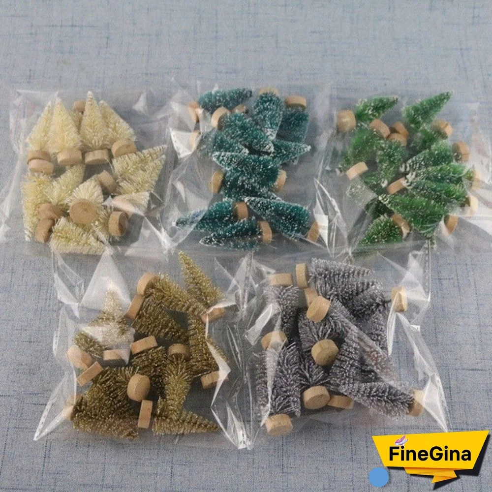 Wholesale 12/24Pcs Tabletop Christmas Pine Tree Xmas Mini Snow Trees Small Decoration Gifts