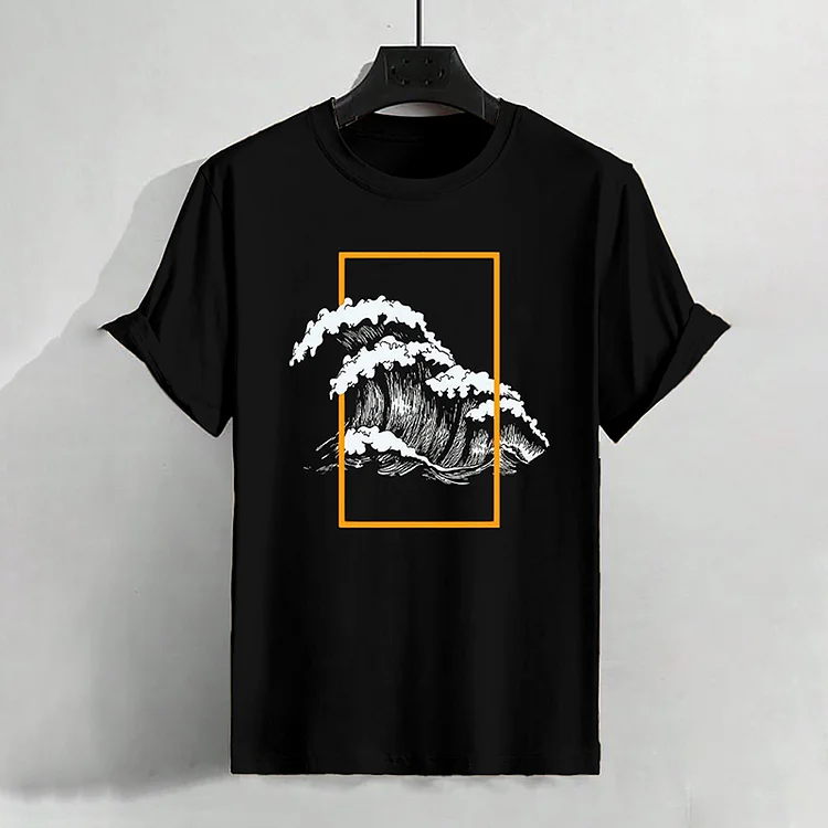 Men's Sea Wave Art Graphic Print Casual T-Shirt