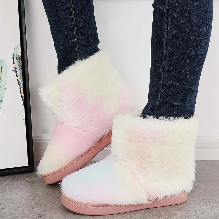 Furry Warm Snow Boots Winter Ankle Boot Flat Indoor Shoes