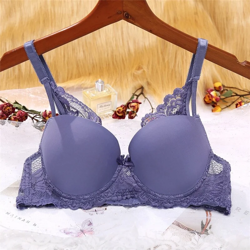 FINETOO Lace Push Up Bra Women Massage Cup Seamless Bras B C Cup Sexy Lingerie Ladies Brassiere Female Solid Color Underwear New