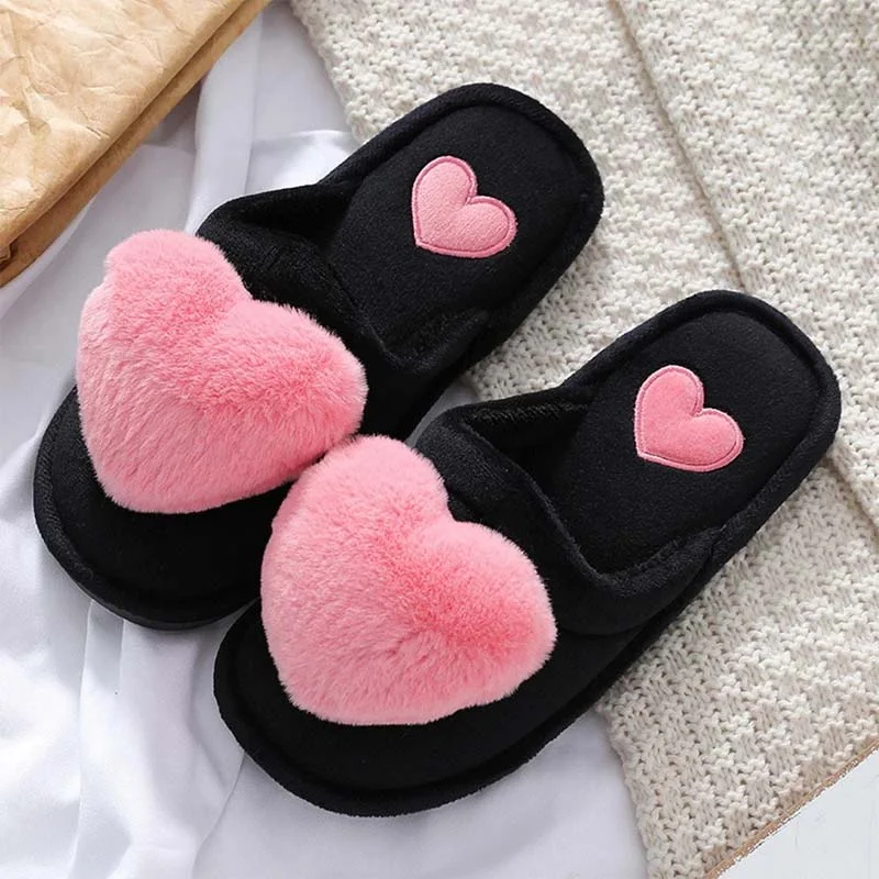 Letclo™ Winter New Warm Peach Heart Plush Slippers letclo Letclo