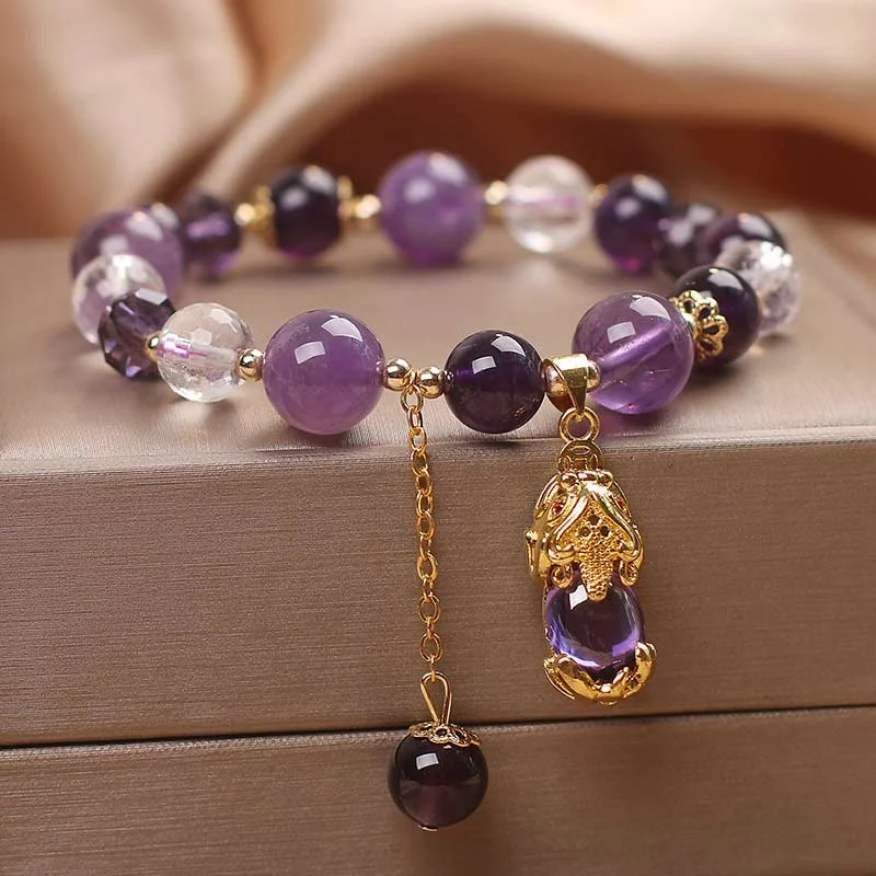Natural Amethyst PiXiu Healing Bracelet