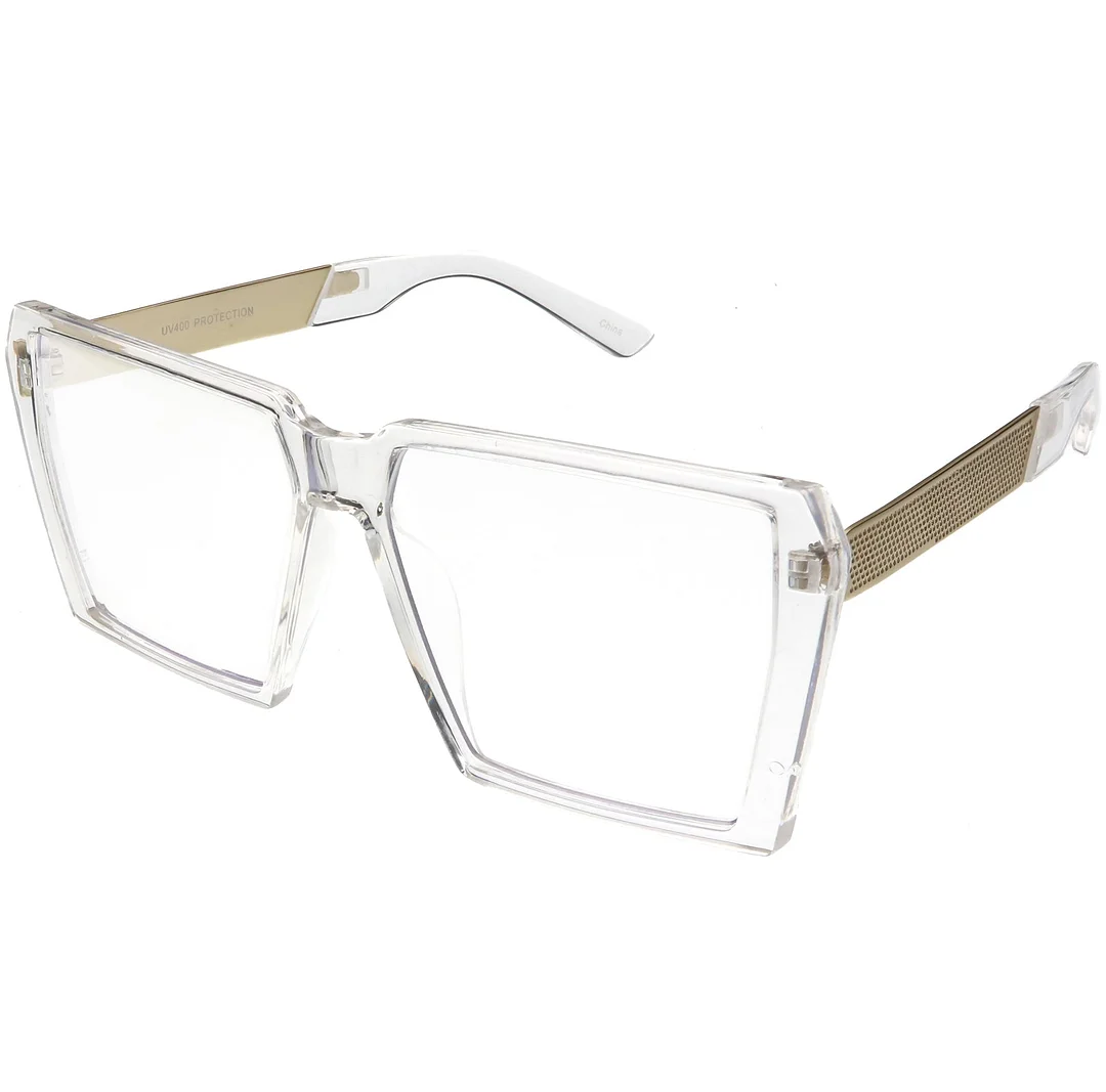 Oversize Modern Chunky Square Eyeglasses Flat Clear Lens 60mm