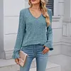 Gioiacombo&trade; Top in morbido pizzo a maniche lunghe lavorato a maglia da donna