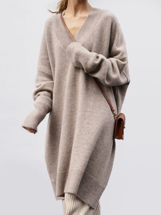 Womens Knit V Neck Mini Dresses