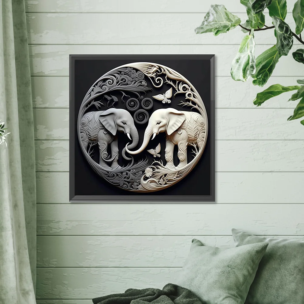 Diamond Painting - Full Round Drill - Elephant(Canvas|30*30cm)