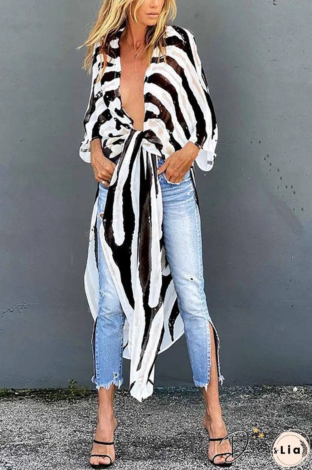 Print Slit Bat Cardigan